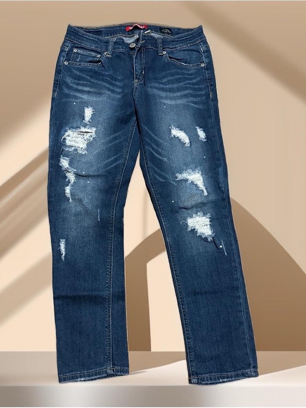 UNIONBAY Distressed Dark Blue Boyfriend Jeans